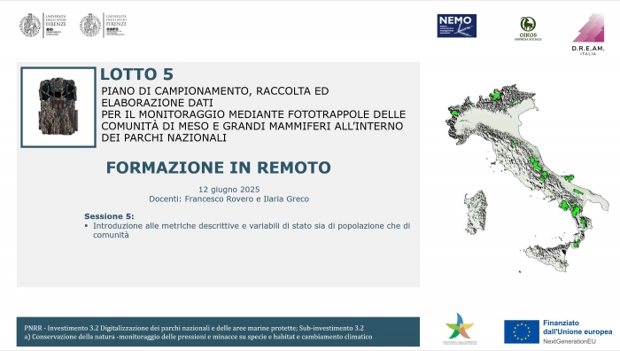 MASE Lotto 5 Monitoraggio Meso e grandi mammiferi - V sessione